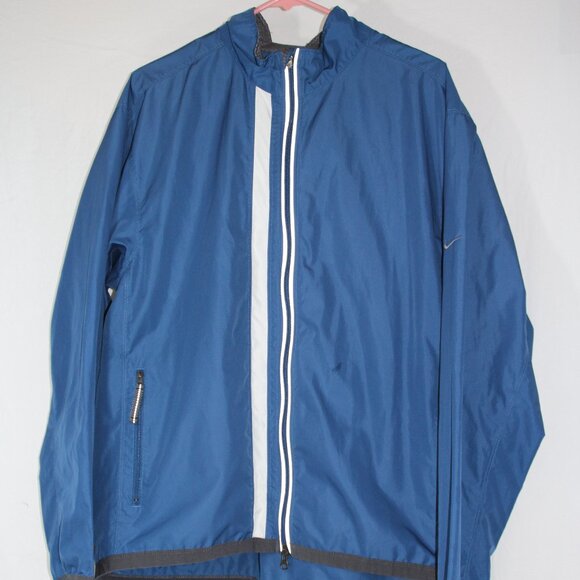 Nike Men's Windbreaker Jacket Clima-Fit Full Zip Size L Blue Reflector - Picture 2 of 8